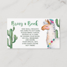 Tarjeta De Recepción Llama Fiesta Baby Shower trae un libro