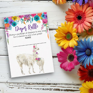 Tarjeta De Recepción Llama Floria Fiesta Diaper Raffle Baby Shower