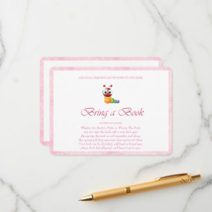 Tarjeta De Recepción Lleva un libro gusano de libro rosa