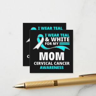 Tarjeta De Recepción Llevo Verde Azulado Y Blanco Mi Mamá Cáncer Cervic