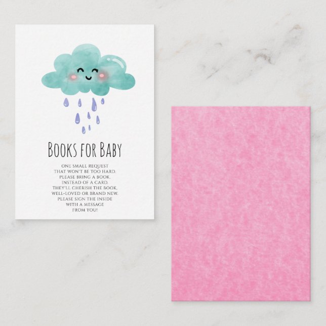 Tarjeta De Recepción Lluvia Cloud Books para Baby Girl Card (Anverso / Reverso)