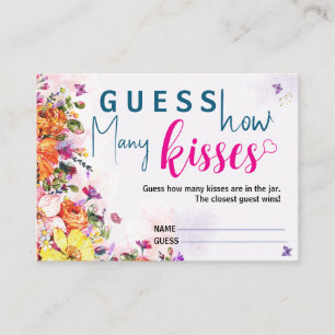 Tarjeta De Recepción Lluvia de Besos para la Novia Adivina Cuántos Beso