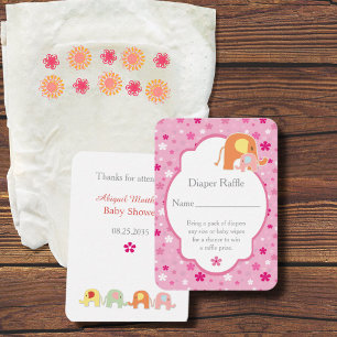 Tarjeta De Recepción Lluvia de pañales para la ducha de la bebé Elefant