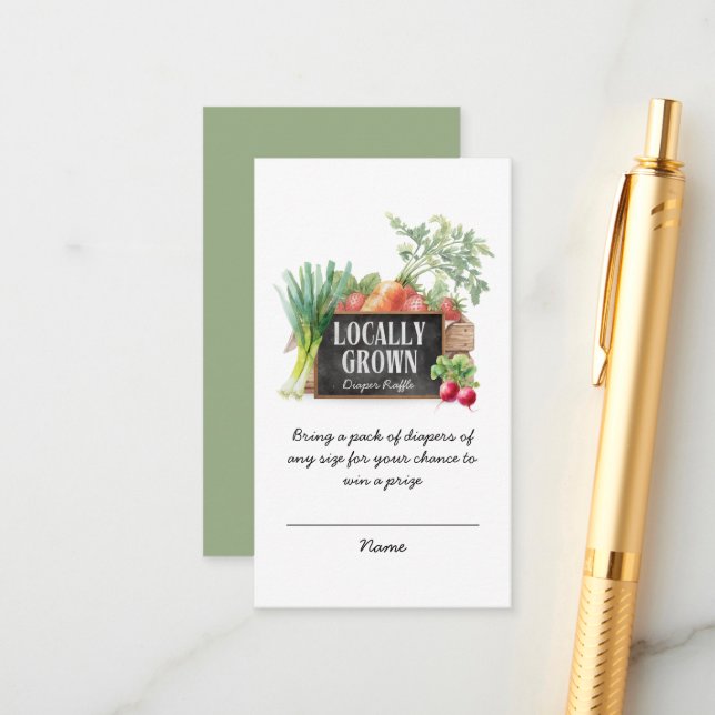 Tarjeta De Recepción Locally Grown Diaper Raffle Tickets Baby Shower (Anverso/Reverso In Situ)