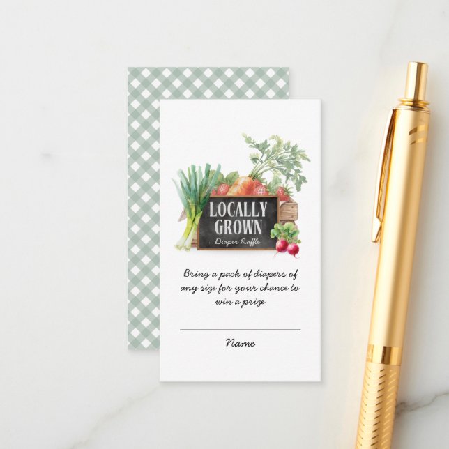Tarjeta De Recepción Locally Grown Diaper Raffle Tickets Baby Shower (Anverso/Reverso In Situ)