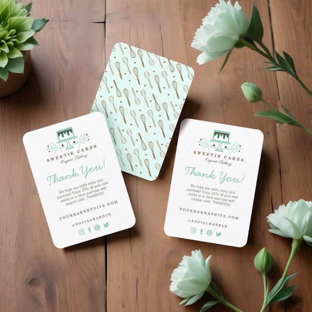 Tarjeta De Recepción Logo De Panadería Gracias Por Tu Compra (Bakery Cake Logo Thank You For Your Purchase Enclosure Card)