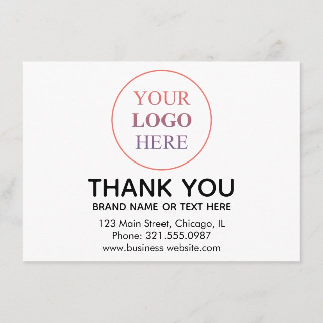 Tarjeta De Recepción Logotipo personalizado - Gracias Por Elegirnos (Anverso)