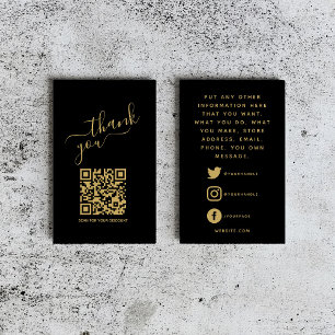 Tarjeta De Recepción Logotipos sociales código QR, oro lujo gracias ins