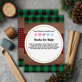 Tarjeta De Recepción Logs Flannel Rustic Plaid Hearts Baby Shower