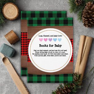Tarjeta De Recepción Logs Flannel Rustic Plaid Hearts Baby Shower