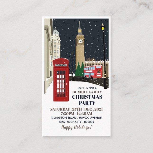 Tarjeta De Recepción Londres en Navidad, Entrada para Fiesta de Navidad (Anverso)