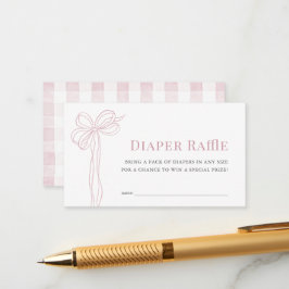 Tarjeta De Recepción Long Pink Bow Ribbon Girl Diaper Raffle Ticket