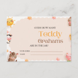 Tarjeta De Recepción Los animales de granja Baby Shower adivinan cuánto
