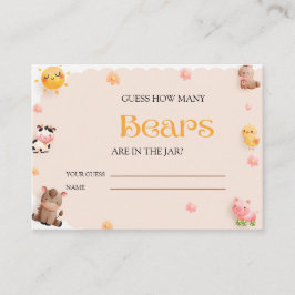 Tarjeta De Recepción Los animales de granja cutáneos Baby Shower adivin