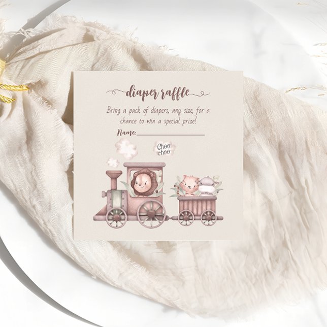 Tarjeta De Recepción Los animales de Safari entrenan el pañal Baby Show (Subido por el creador)