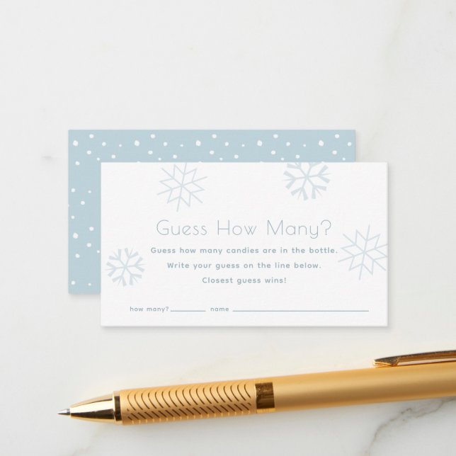 Tarjeta De Recepción Los copos de nieve azules adivinan cuántos juegos  (Anverso/Reverso In Situ)