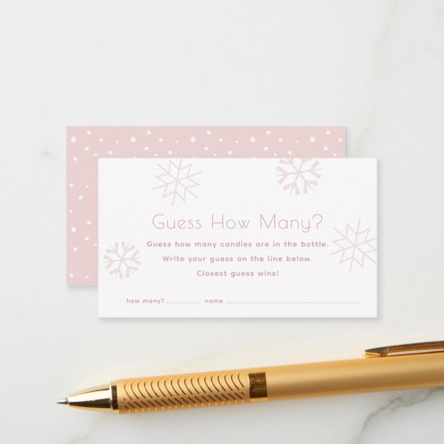 Tarjeta De Recepción Los copos de nieve rosados adivinan cuántos juegos (Anverso/Reverso In Situ)