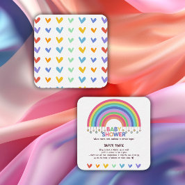 Tarjeta De Recepción Los corazones coloridos se encuentran con el Baby 