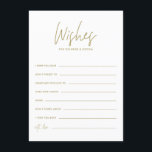 Tarjeta De Recepción Los deseos de la escritura a mano de oro para la n<br><div class="desc">Deseo de escritura a mano de oro para la tarjeta de novia y de novio | Escribir buenos deseos para la novia y el novio con esta elegante tarjeta de boda. Presenta escritura a mano,  tipografía moderna y patrón de puntos de polka.</div>