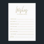 Tarjeta De Recepción Los deseos de la escritura a mano de oro para la n<br><div class="desc">Deseo de escritura a mano de oro para la tarjeta de novia y de novio | Escribir buenos deseos para la novia y el novio con esta elegante tarjeta de boda. Presenta escritura a mano,  tipografía moderna y patrón de puntos de polka.</div>