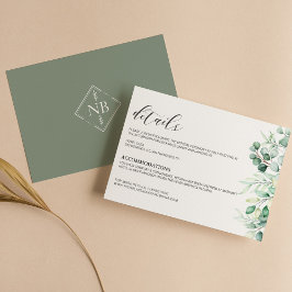 Tarjeta De Recepción Los detalles de color de agua del Eucalyptus de la