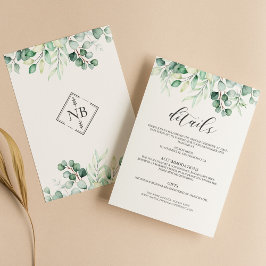 Tarjeta De Recepción Los detalles de color de agua del Eucalyptus de la