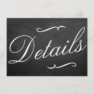 Tarjeta De Recepción Los Detalles de la Colección de Pizarra de Boda Th