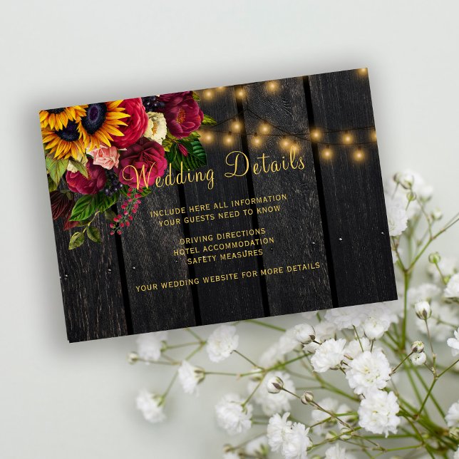Tarjeta De Recepción Los detalles de los bodas de girasoles y rosas rus (Subido por el creador)