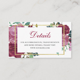 Tarjeta De Recepción Los detalles del boda de las flores de Boho. Tarje