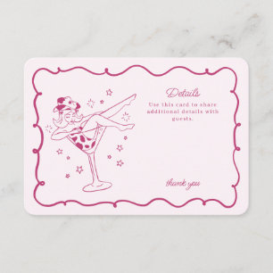 Tarjeta De Recepción Los detalles del rodeo de Cocktails rosados y de l