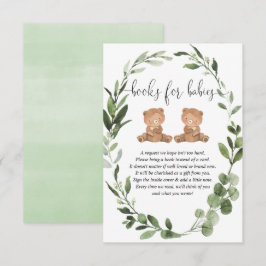 Tarjeta De Recepción Los gemelos de peluche llevan libros neutros de gé