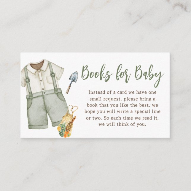 Tarjeta De Recepción Los granjeros cultivaron localmente Baby Shower Bo (Anverso)