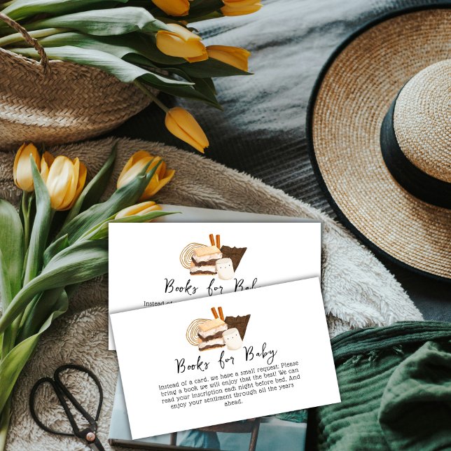 Tarjeta De Recepción Los Libros De Amor Y Diversión De Kawaii Para Baby (Kawaii S'more Love & Fun Books For Baby Shower Enclosure Card)