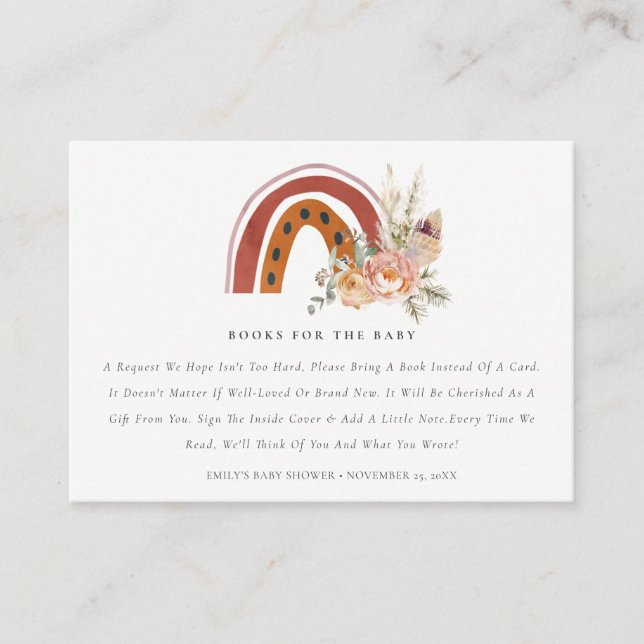 Tarjeta De Recepción Los libros de arcoiris florales de Rust Boho piden (Anverso)