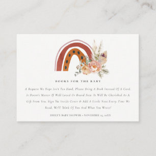 Tarjeta De Recepción Los libros de arcoiris florales de Rust Boho piden