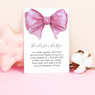 Tarjeta De Recepción Los libros de Baby Shower de Girly Pink Bow para b