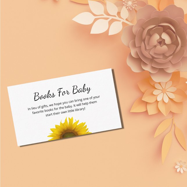 Tarjeta De Recepción Los libros modernos de girasoles piden Baby Shower (Subido por el creador)