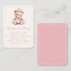 Tarjeta De Recepción Los libros para bebés de la princesa rosa de oso