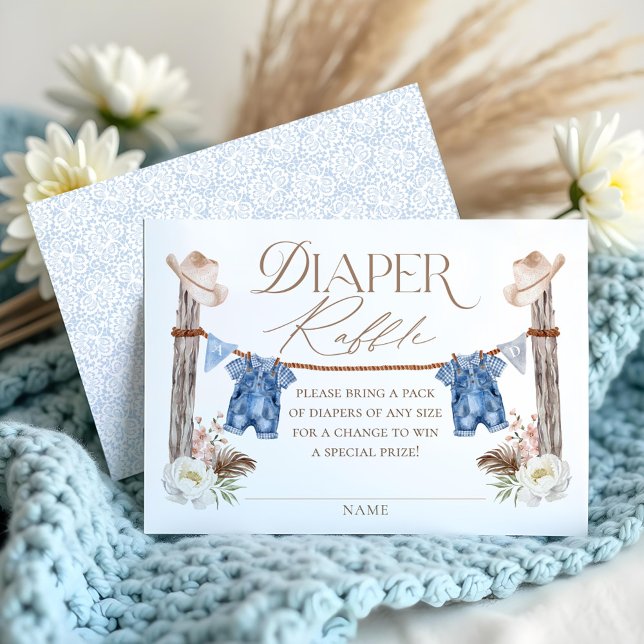 Tarjeta De Recepción Los pollos gemelos Buckaroos Blue Western Diaper R (Twin Buckaroos Cowboys Blue Western Diaper Raffle Enclosure Card)