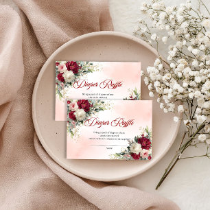 Tarjeta De Recepción Lotería de pañales de peonía floral dorada borgoña