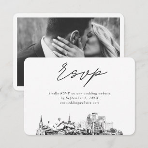 Tarjeta De Recepción Louisville Boda Minimalista Sketch RSVP