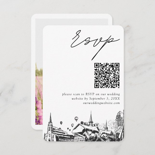 Tarjeta De Recepción Louisville Boda RSVP moderno Código QR (Anverso / Reverso)