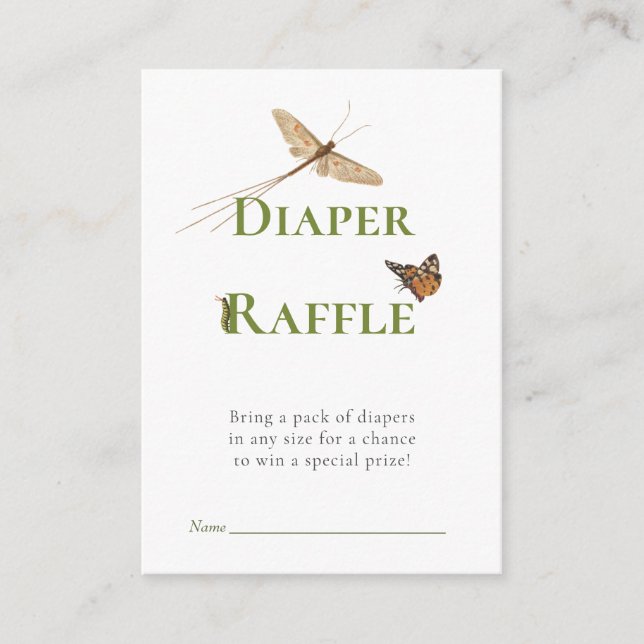 Tarjeta De Recepción Love Bug Diaper Raffle Baby Shower Insert Card (Anverso)