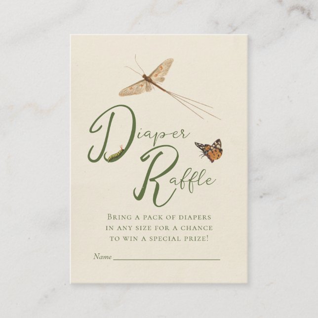 Tarjeta De Recepción Love Bug Diaper Raffle Baby Shower Insert Card (Anverso)