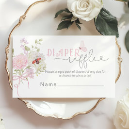 Tarjeta De Recepción Love Bug Diaper raffle ticket Pink Bow