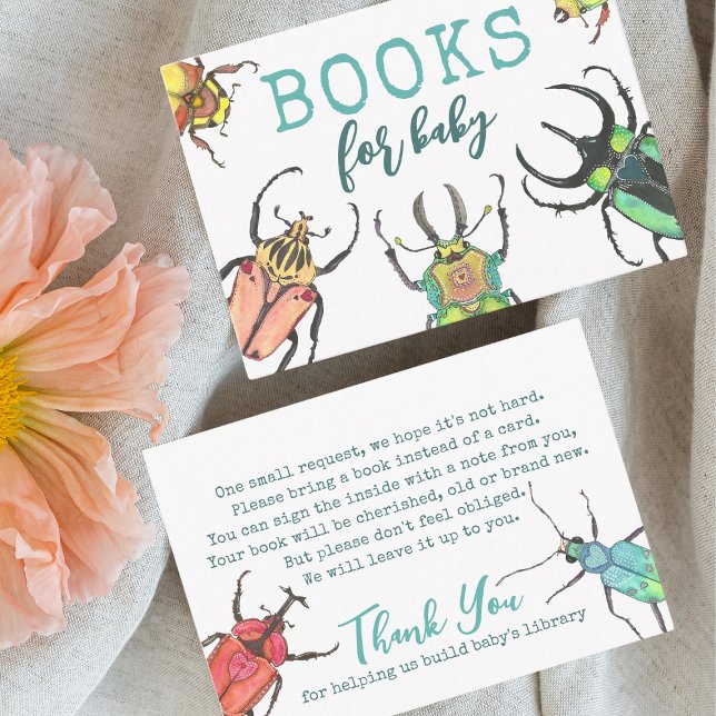 Tarjeta De Recepción Love Bugs Baby Shower Books for Baby Request (Subido por el creador)