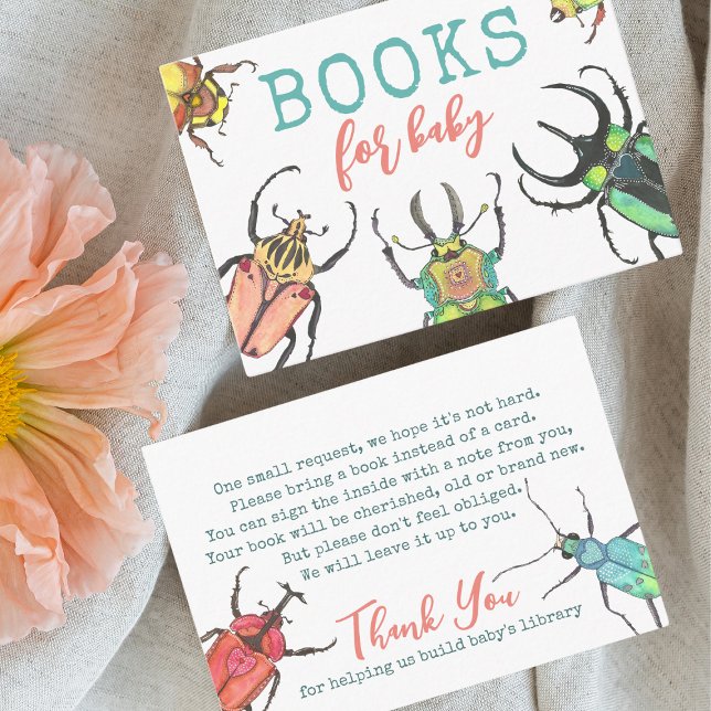 Tarjeta De Recepción Love Bugs Baby Shower Books for Baby Request (Subido por el creador)