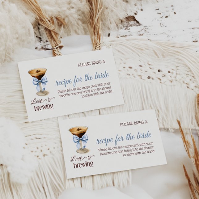 Tarjeta De Recepción Love is Brewing Blue Bow Coffee Bridal Shower (Subido por el creador)