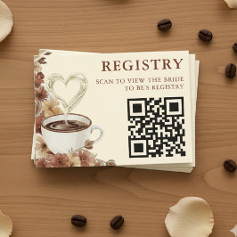 Tarjeta De Recepción Love is Brewing Floral Coffee QR Code Registry