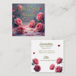 Tarjeta De Recepción Love is in Bloom Details Pink Roses Wedding Invite